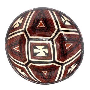 Handcrafted Tribal Geometric Ceramic Bowl Red/Black/White Decorative Art Vintage